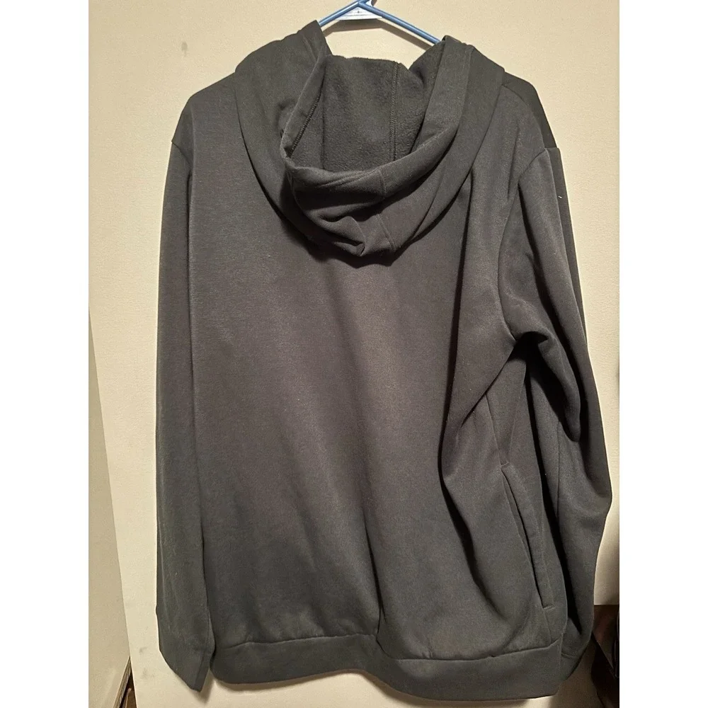 Adidas Mens Green Fleece Pullover Hoodie Zip Chest Pocket Logo Size L
